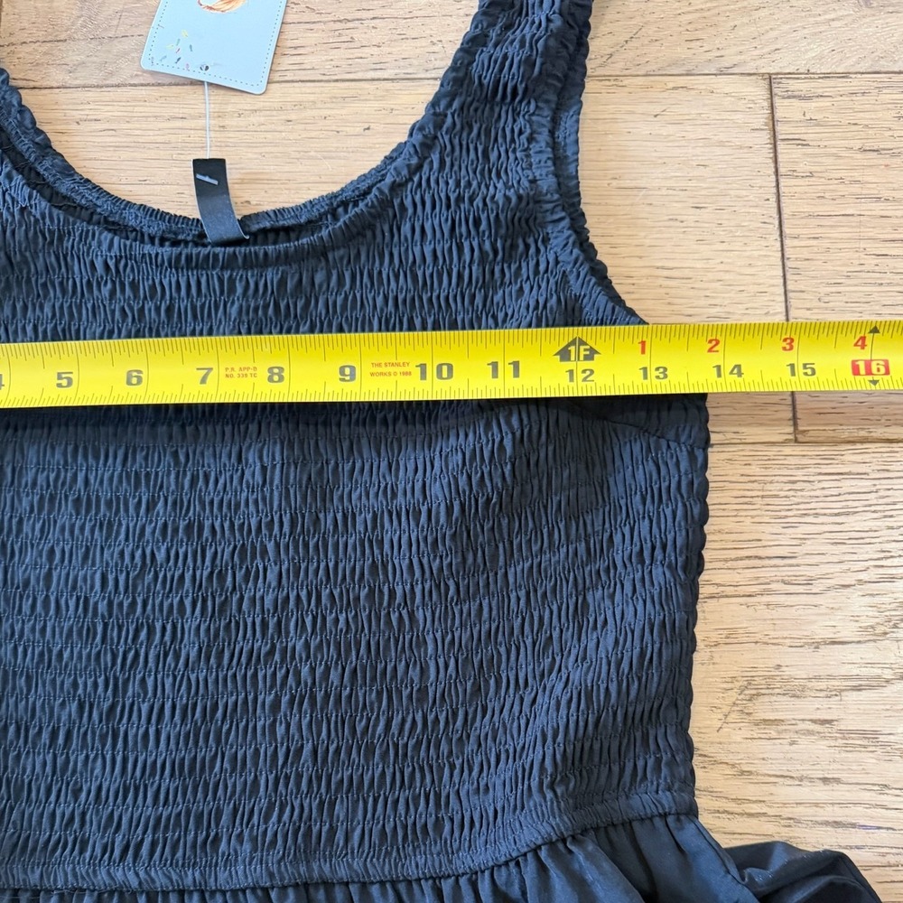 PrettyGarden Smocked Tiered Maxi Dress Black Sleeveless Scoop Neck S NWT (1545) - Picture 9 of 10